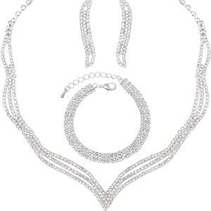 Women Brides  Wedding Necklace Dangle Earrings  Formal Costume Accessories